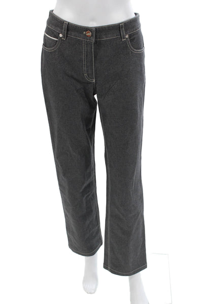 Escada Women Straight Jeans Dark Gray Button Front Designer Size 36