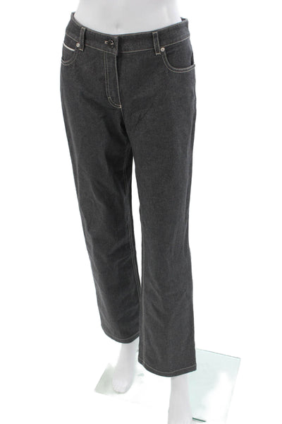 Escada Women Straight Jeans Dark Gray Button Front Designer Size 36