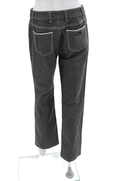 Escada Women Straight Jeans Dark Gray Button Front Designer Size 36