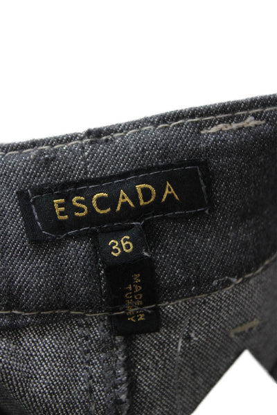 Escada Women Straight Jeans Dark Gray Button Front Designer Size 36