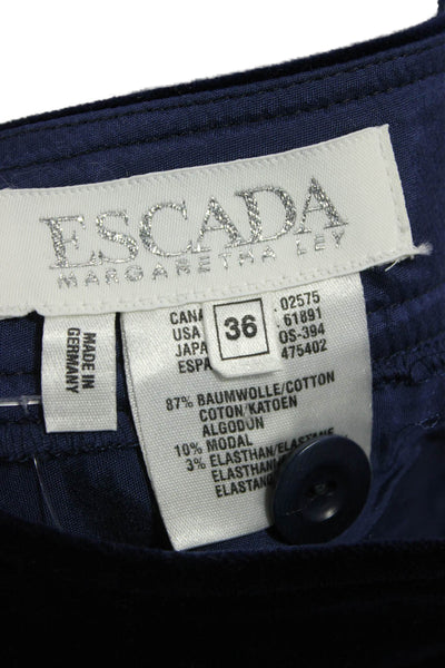 Escada Margaretha Ley Women Dress Pants Dark Blue Cotton Size 36