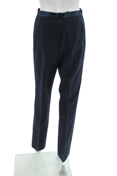 Escada Couture Women Dress Pants Dark Blue Wool Button Size 36