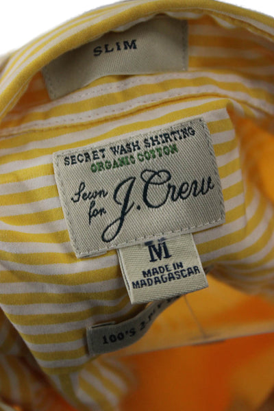 J Crew Mens Striped Cotton Collared Button-Down Long Sleeve Yellow Size M