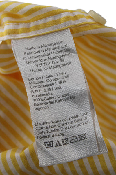 J Crew Mens Striped Cotton Collared Button-Down Long Sleeve Yellow Size M