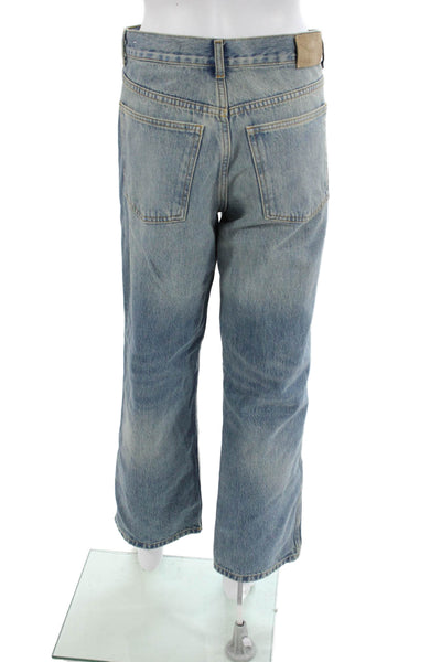 Zara Womens High Rise Cropped Wide Leg Blue Jeans 100% Cotton Size 8