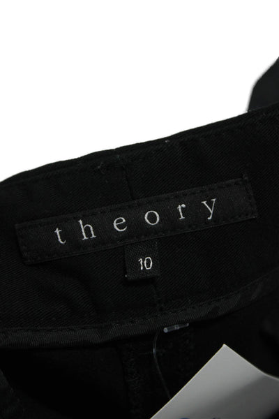 Theory Women Dress Pants Black Cotton Elastane Button Inseam 31 Size 10