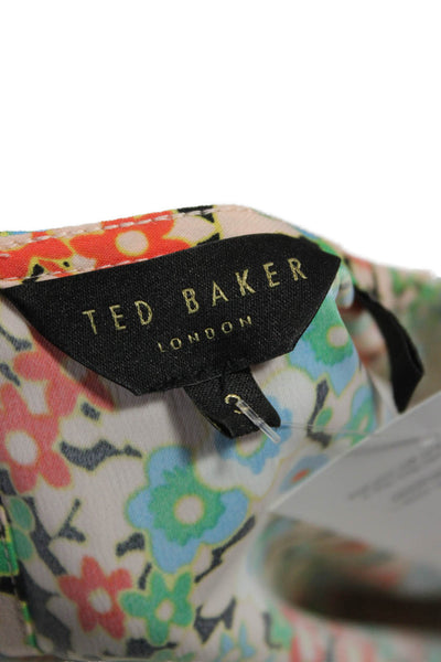 Ted Baker London Women Tunic Sleeveless Beige Floral Size 3