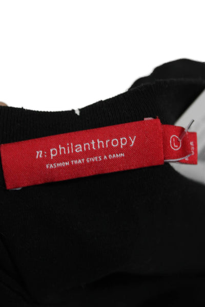Philanthropy Women Black Cotton Crew Neck Short Sleeve Tee Grunge Size L