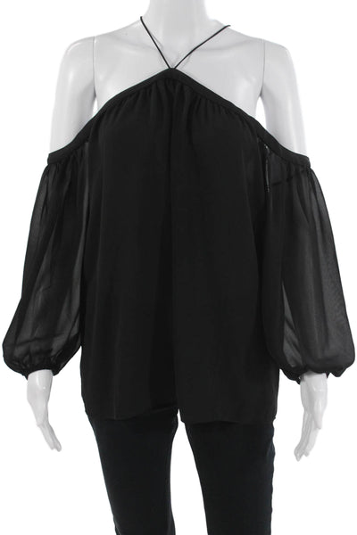 1 State Womens Black Long Sleeve Polyester Blouse Size M