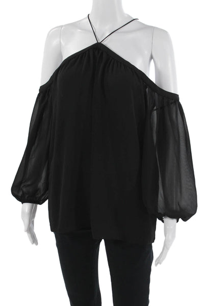 1 State Womens Black Long Sleeve Polyester Blouse Size M