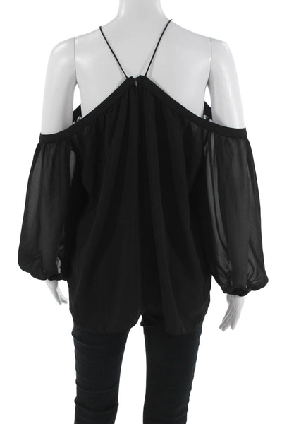 1 State Womens Black Long Sleeve Polyester Blouse Size M