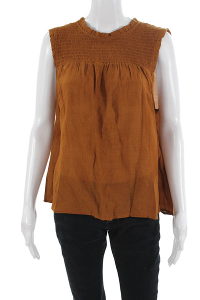 Nanette Nanette Lepore Women Brown Boho Sleeveless Blouse Round Neck Size XL