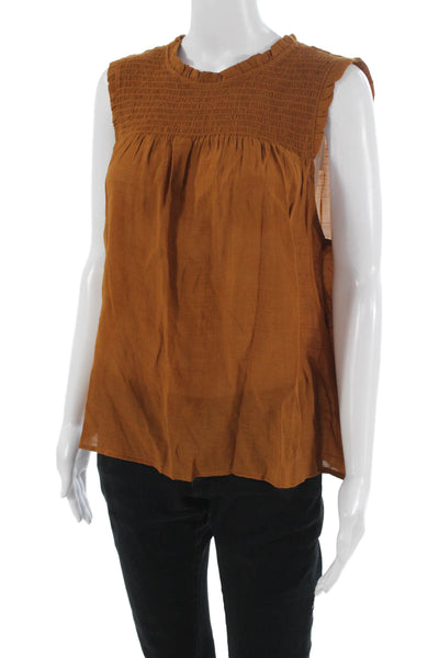 Nanette Nanette Lepore Women Brown Boho Sleeveless Blouse Round Neck Size XL