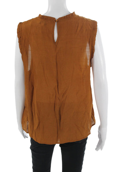 Nanette Nanette Lepore Women Brown Boho Sleeveless Blouse Round Neck Size XL