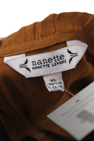 Nanette Nanette Lepore Women Brown Boho Sleeveless Blouse Round Neck Size XL