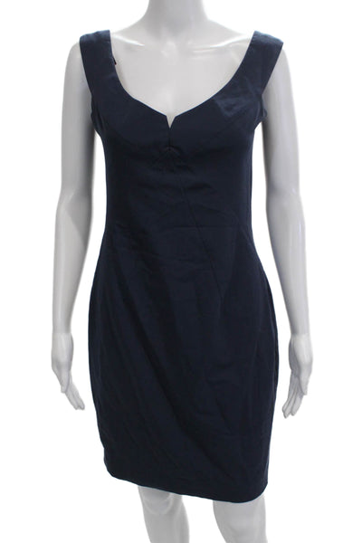 Black Halo Womens Sleeveless V Neck Sheath Dress Dark Blue Designer Size 4