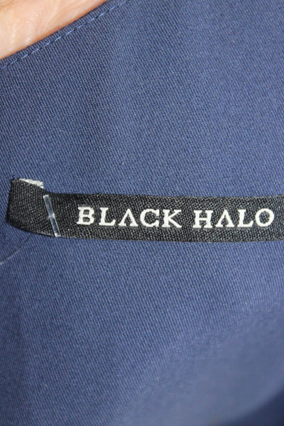 Black Halo Womens Sleeveless V Neck Sheath Dress Dark Blue Designer Size 4