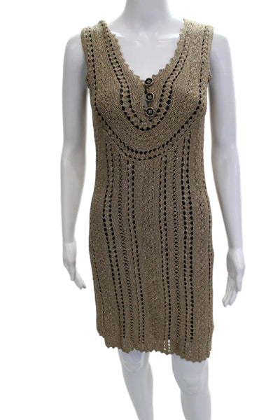 Temperley London Womens Beige V-Neck Tank Dress Knee Length Size 4