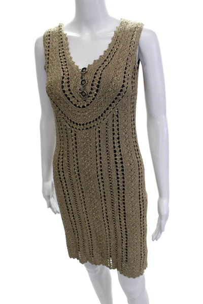Temperley London Womens Beige V-Neck Tank Dress Knee Length Size 4