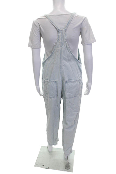 Zara Womens Light Blue Cotton Jumpsuit Square Neck Size S