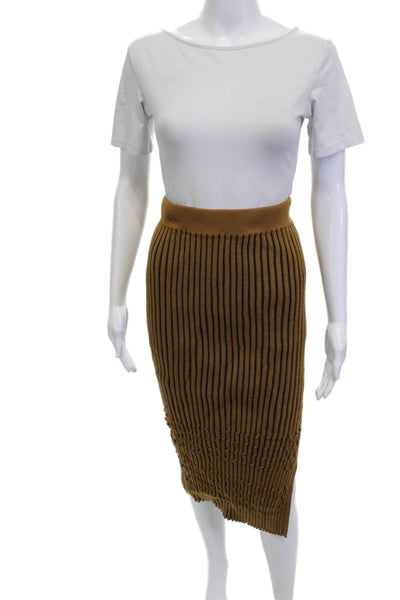 Opening Ceremony Womens Striped Brown Straight Pencil Midi Skirt Size M