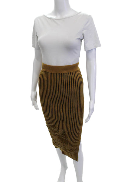 Opening Ceremony Womens Striped Brown Straight Pencil Midi Skirt Size M