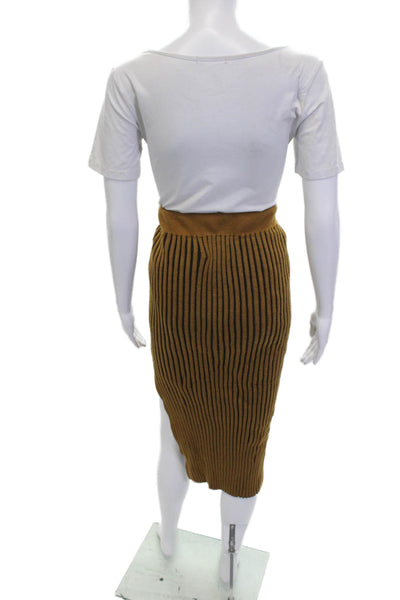 Opening Ceremony Womens Striped Brown Straight Pencil Midi Skirt Size M