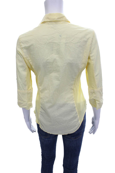 Standard James Perse Womens Yellow Cotton Collared Button-Up 3/4 Sleeve Size 1