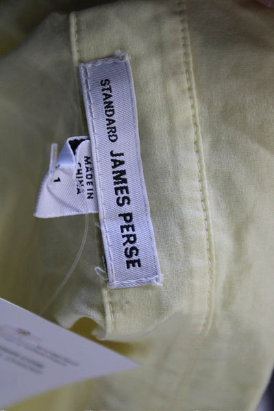 Standard James Perse Womens Yellow Cotton Collared Button-Up 3/4 Sleeve Size 1