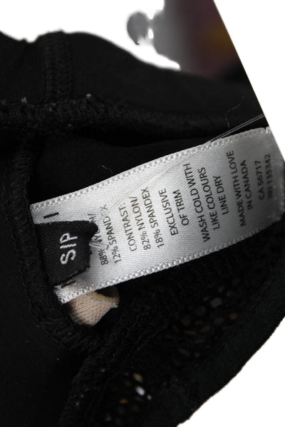Michi Womens Scoop Neck Mesh Trim Stretch Knit Sports Bra Black Size Small