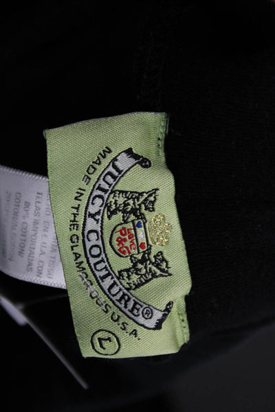 Juicy Couture Women Sweatpants Black Drawstring Cotton Blend Size L