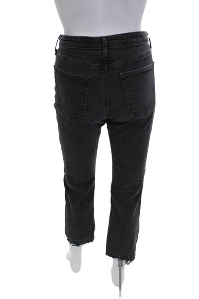 AG Adriano Goldschmied Womens Black Cropped Ankle Jeans Mid Rise Size 30