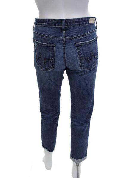 AG Adriano Goldschmied Women Cropped Boyfriend Jeans Dark Blue Size 30