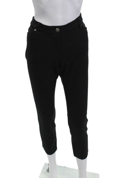 Eileen Fisher Womens Black Viscose Ankle Cropped Pants Button Closure Size 10