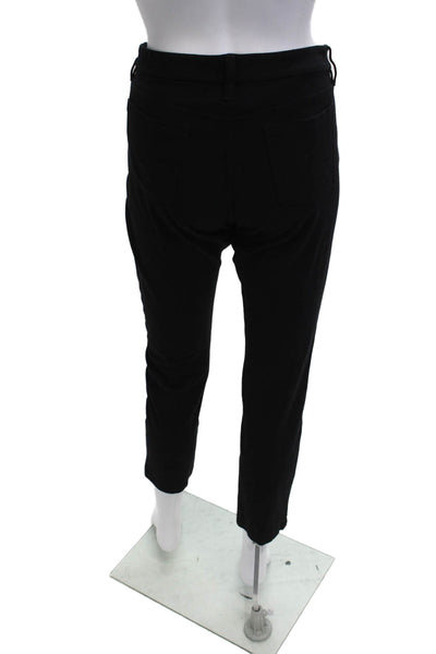 Eileen Fisher Womens Black Viscose Ankle Cropped Pants Button Closure Size 10