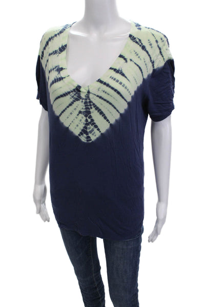 Splendid Women Basic V-Neck Dark Blue Short Sleeve T-Shirt Size L