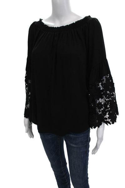 Joseph Ribkoff Women Bohemian Tunic Blouse Black 3/4 Sleeve 100% Cotton Size 6