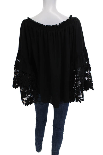 Joseph Ribkoff Women Bohemian Tunic Blouse Black 3/4 Sleeve 100% Cotton Size 6