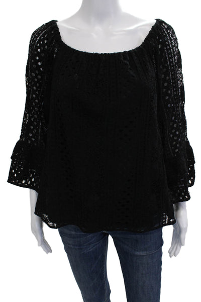 Parker Womens Tunic Black Long Sleeve Bohemian Fall 50% Cotton 30% Nylon Size M
