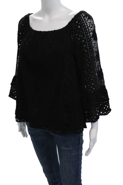 Parker Womens Tunic Black Long Sleeve Bohemian Fall 50% Cotton 30% Nylon Size M