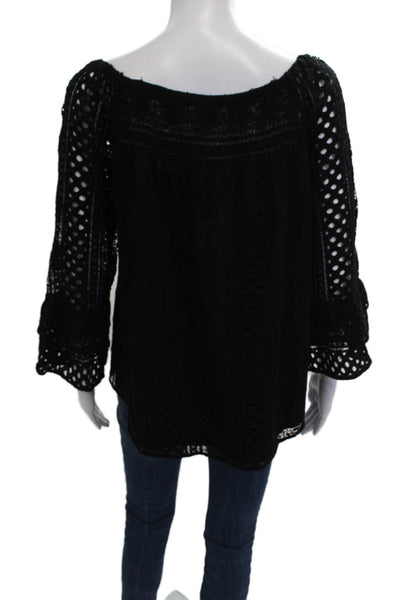 Parker Womens Tunic Black Long Sleeve Bohemian Fall 50% Cotton 30% Nylon Size M