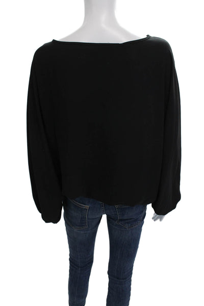 Leap of Fate Women Basic Black V-Neck Long Sleeve Blouse Size M