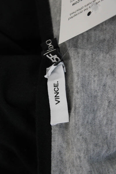 Vince Womens V-Neck Long Sleeve Basic T-Shirt Black Pima Modal Size M