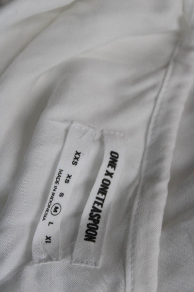 One Teaspoon Women White Viscose Long Sleeve Tunic Drawstring Round Neck Size M