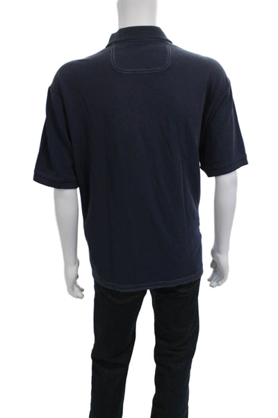 Tommy Bahama Mens Polo Short Sleeve Dark Blue Solid Size 2XL