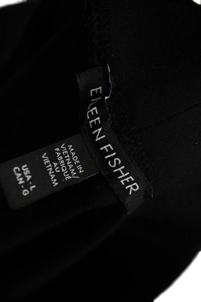 Eileen Fisher Women Cropped Black Viscose Elastane Pants Size L