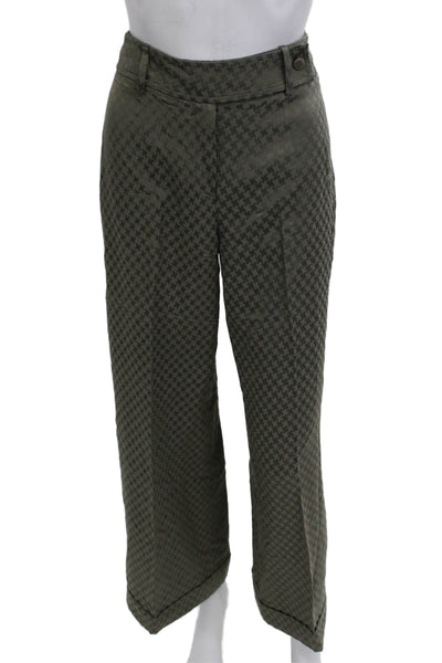 Giorgio Armani Women Dress Pants Green Geometric Silk Viscose Size 40