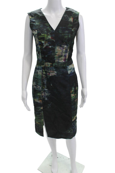 Erdem Womens Sheath Dress Black V Neck Sleeveless Knee Length Size 8