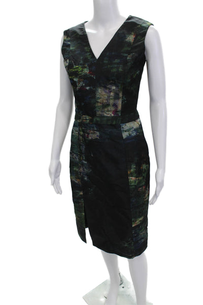 Erdem Womens Sheath Dress Black V Neck Sleeveless Knee Length Size 8