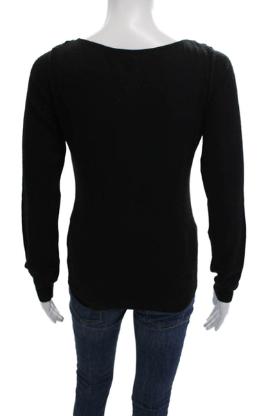 Etro Women Pullover Sweater Black Round Neck Long Sleeve Size 42